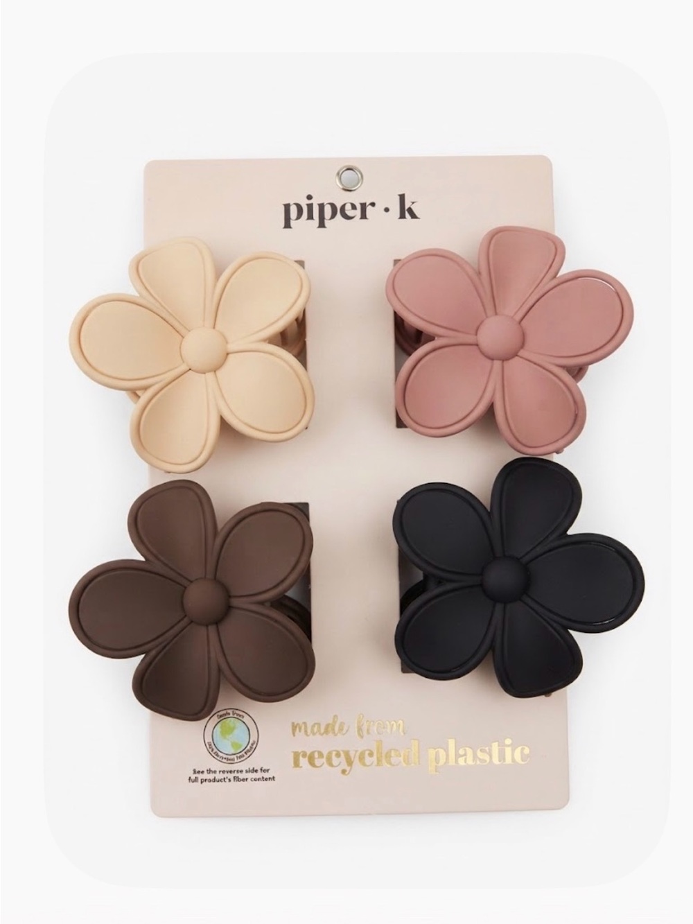 NWT ⚜️🤎⚜️ Piper K Floral Hair Claw Clips Set of 4